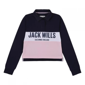 image of Jack Wills Kids Girls Rugby Top - Pink Lady