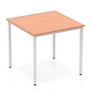 Image of Impulse Straight Table 800 Beech Box Frame Leg Silver
