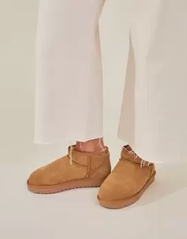 Image of Accessorize Womens Mini Suede Boots Tan, Size: 36