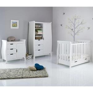 image of Obaby Stamford Mini Sleigh 3 Piece Room Set - White