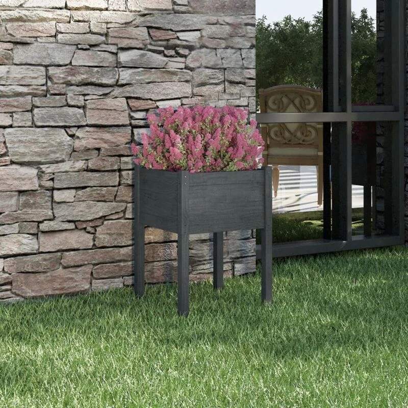 Image of VIDAXL Garden Planter Grey 50x50x70cm Solid Pinewood Vidaxl 8720286815342