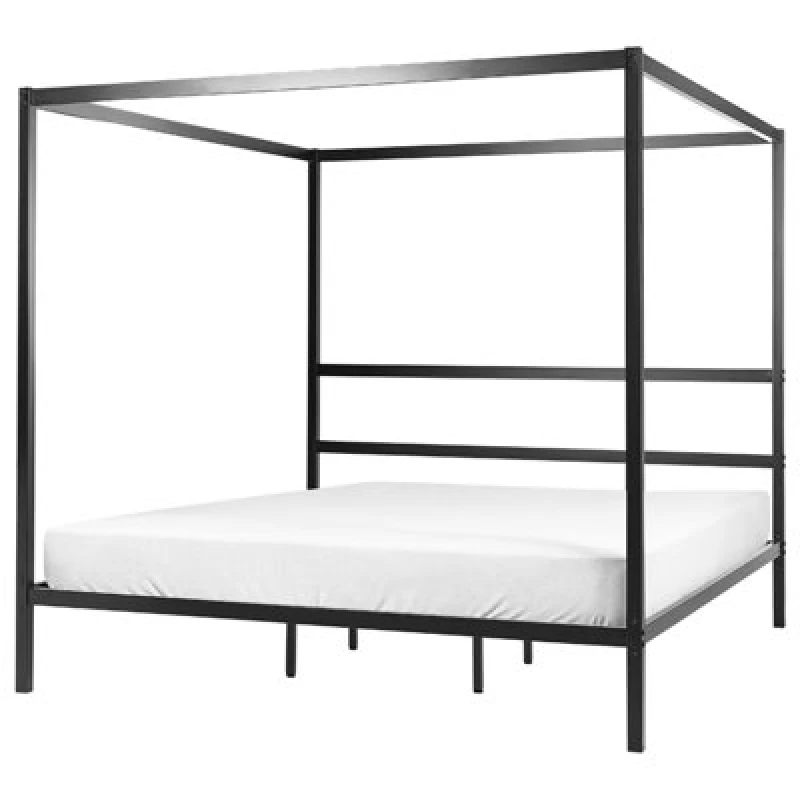 Image of Beliani Four Poster Bed Metal Lestards 180 X 200 Cm (Eu Super King) Black