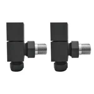 image of Anthracite Square Angled Radiator Valves - For Pipework Which Comes From The Wall