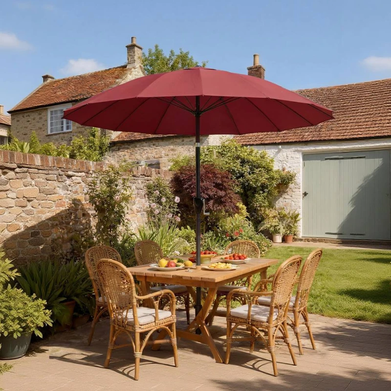 Image of OUTSUNNY 2m Shanghai Garden Parasol Umbrella, Outdoor Sun Shade in Wine Wine Unisex 2m