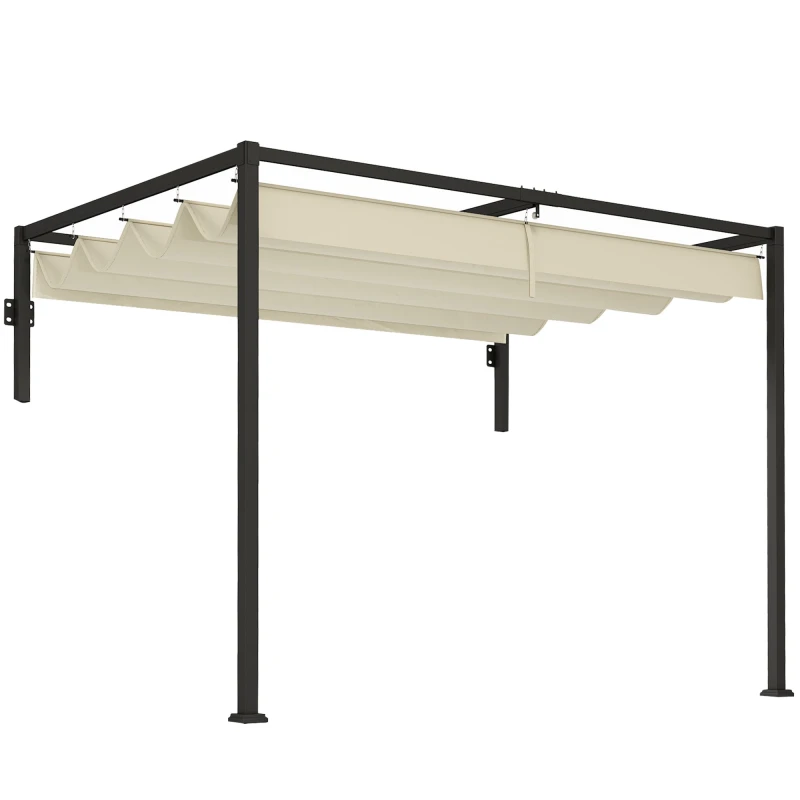 Image of Outsunny 2 x 3(m) Wall Mounted Pergola with Retractable Roof - Khaki TJ Hughes 5061025098408