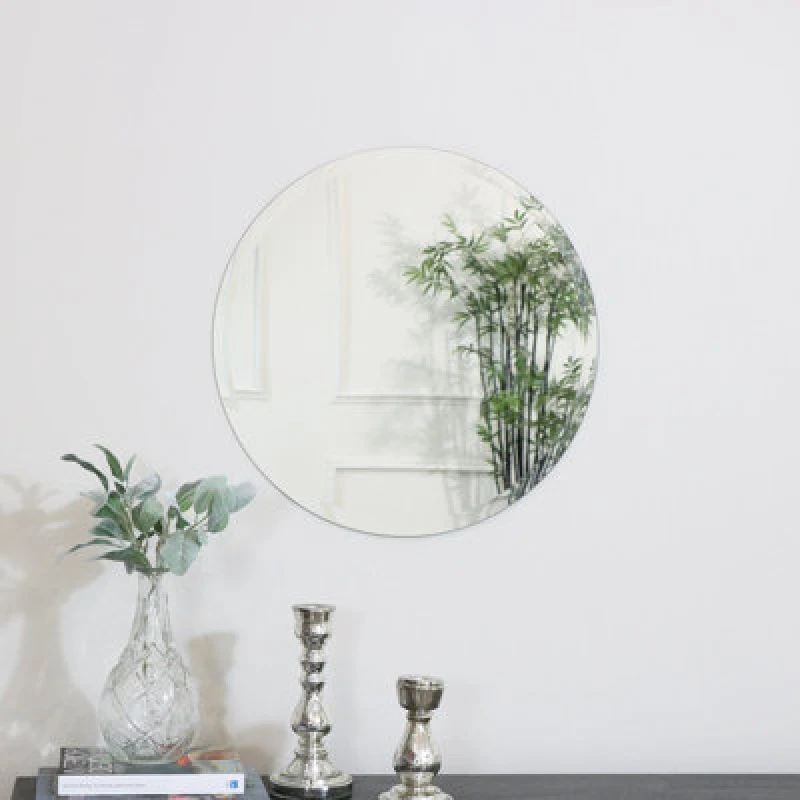 Image of Melody Maison Round Frameless Bevelled Mirror 50cm X 50cm Clear