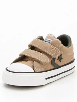 image of Converse Star Player EV 2V Ox Infant Trainers - Khaki/White, Khaki/White, Size 5