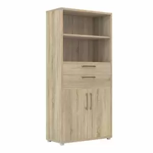 image of Prima Bookcase with 4 Shelves and 2 Drawers, Oak