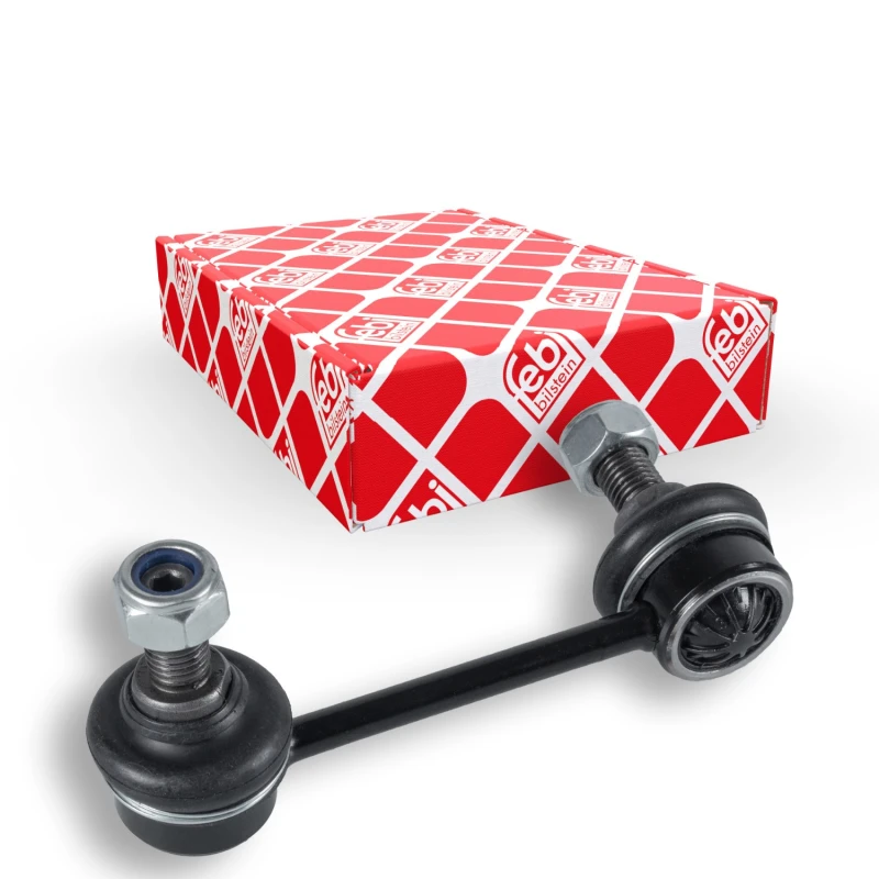 Image of FEBI BILSTEIN 23516 Anti-roll bar link OE Turbo NEW, Front Axle Left Steel Link Stabiliser (3229)