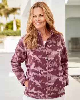 Image of Cotton Traders Recycled Printed Microfleece Jacket in Pink