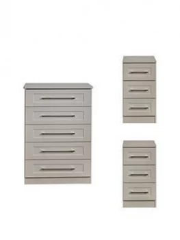 Image of Swift Larson Ready Assembled Package - 5 Drawer Chest And 2 Bedside Chests