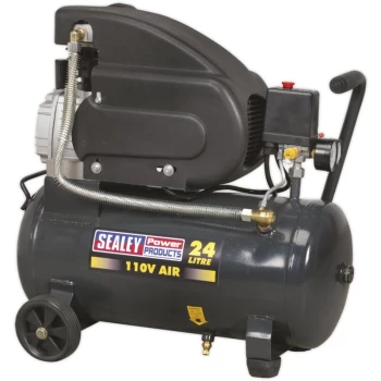 Image of Sealey - SAC2420E110V Air Compressor 24L Direct Drive 2hp 110V