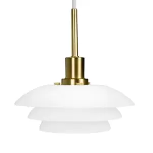 image of Dome Pendant Ceiling Light Opal, Brass 20cm