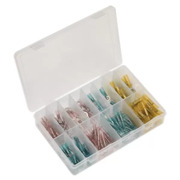 Image of Sealey AB037HT Adhesive Lined Heat Shrink Terminal 142pc Blue, Red & Yellow