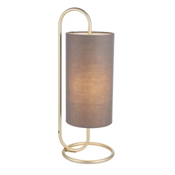 image of Arenzano Table Lamp Antique Brass Paint & Grey Fabric