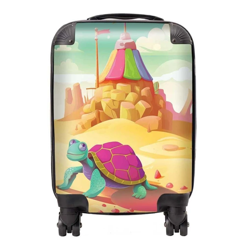 Image of Warren Reed - Designer Turtle On A Beach Holiday Suitcase in Yellow Size: Large Yellow Unisex Large