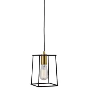 image of Netlighting Modern Hanging Pendant Black Matt, Gold 1 Light with Black Matt Shad