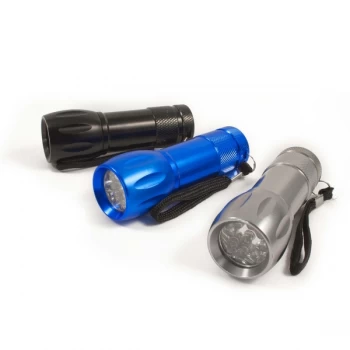 Image of Active 9 LED Metal Torch With 3 AAA Batteries 33 Metre Beam