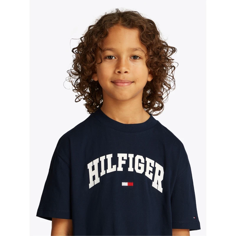 Image of Tommy Hilfiger Kids Varsity Short Sleeve T-Shirt Night Navy C1G male 8Y