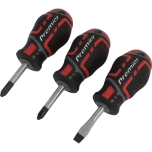 Image of Sealey 3 Piece GripMAX Stubby Screwdriver Set