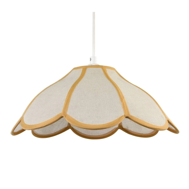 Image of Happy Homewares Classic Natural Linen Pendant Ceiling Shade with Taupe Cotton Trim in Beige Beige Unisex