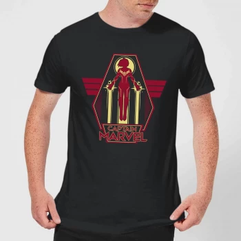Image of Captain Marvel Flying Warrior Mens T-Shirt - Black - 3XL - Black