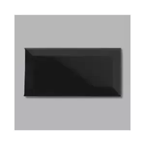 Image of Black Bevelled Wall Tile 10cm x 20cm - Metro