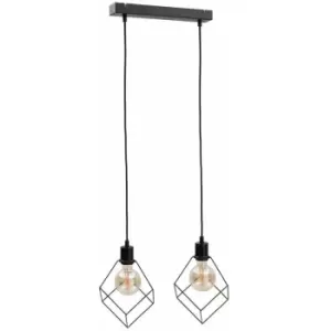 image of Keter Ruben Bar Pendant Ceiling Light Black, 50cm, 2x E27