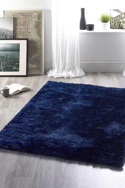 image of Very Home Glamour Shaggy Rug Indigo LK537 Unisex 120x170cm,160x230cm,80x150cm