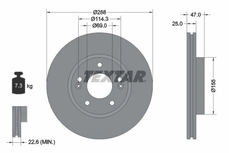 Image of Brake disc TEXTAR 92290503