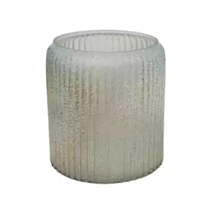 image of Ivyline Verre Frosted Ribbed Glass Gold Planter H14cm W15cm