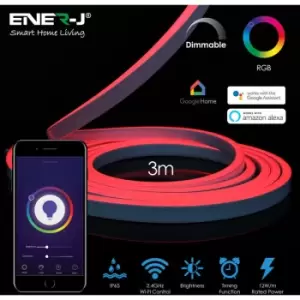 Image of Ener-j - Smart WiFi RGB LED Neon Flex Kit IP65 Includes 3m RGB LED Neon Flex, WiFi + IR Controller & Plug and Play Power Supply, APP & Voice Control