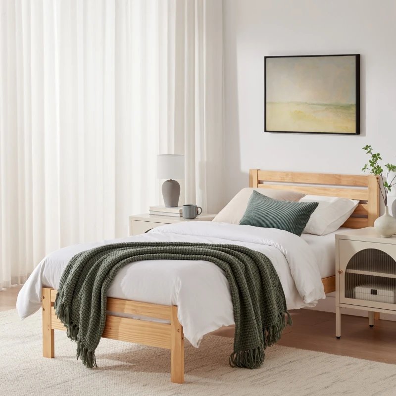 Image of FurnitureboxUK FurnitureboxUK Declan Solid Pine Single Bed Frame in Light Oak Light Oak Single Unisex 5061064387150