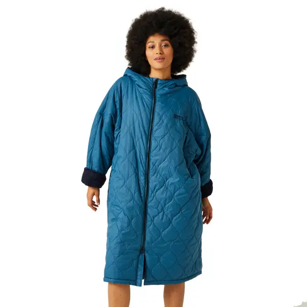 Image of Regatta Mens Quilted Changing Robe S - Chest 37-38' (94-96.5cm) Moroccan Blue/Navy RUM009-V12-S