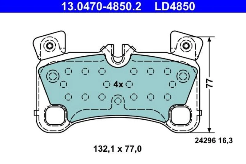 Image of ATE 13.0470-4850.2 Brake pad set excl. wear warning contact Brake Pad Set,disc brake (402)