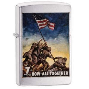 image of Zippo U.S. Marine Corps. Now All Together Brushed Chrome Finish Windproof Lighter