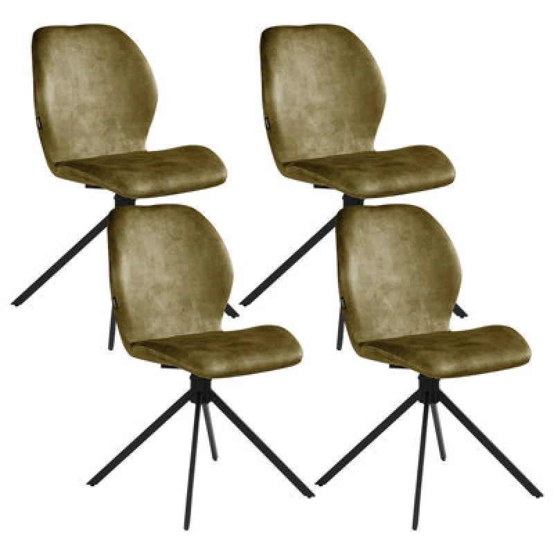 Image of Beliani Set Of 4 Dining Chairs Swivel Morrison Velvet Green