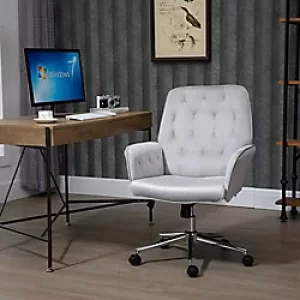 Image of Vinsetto Swivel Computer Chair with Arm Modern Style Tufted Home Office Bedroom Light Grey