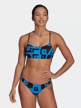 Image of adidas Logo Graphic Bikini, Blue Size M Women