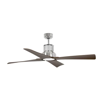 image of Winche Large Ceiling Fan Chrome, Wood - Optional LED Light Sold Separately