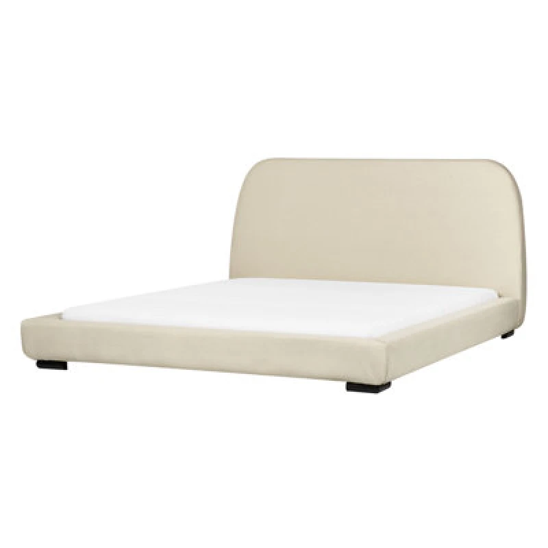 Image of Beliani Bed Fabric Roisel 160 X 200 Cm (Eu King Size) Light Beige