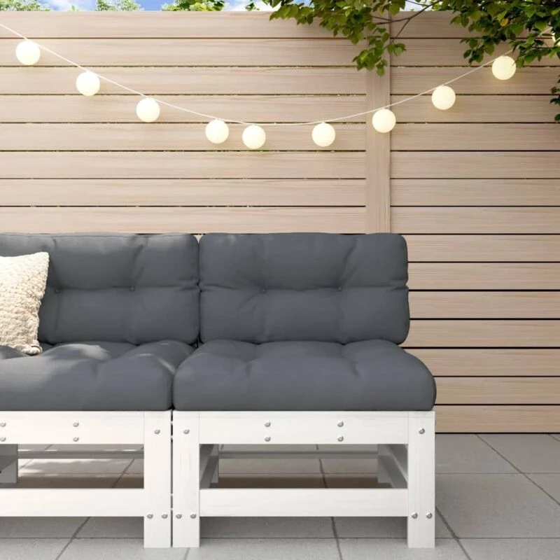 Image of VIDAXL Middle Sofa with Cushions White Solid Wood Pine Vidaxl 8720845802646