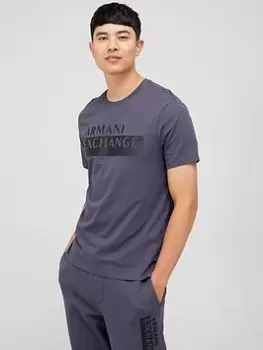 Image of Armani Exchange Debossed Textured Logo T-Shirt - Dark Grey Size M Men