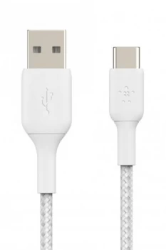 Image of Belkin Braided USB-C to USB-A 3m Cable - White