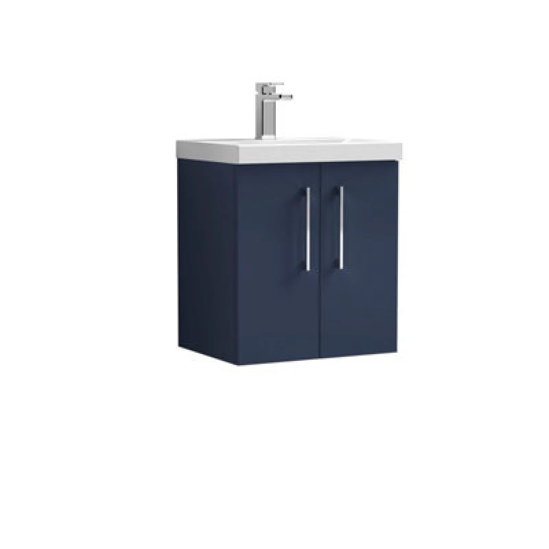 Image of NUIE Arno Wall Hung 2-Door Vanity Unit with Basin-3 500mm Wide - Midnight Blue - Nuie ARN2921D