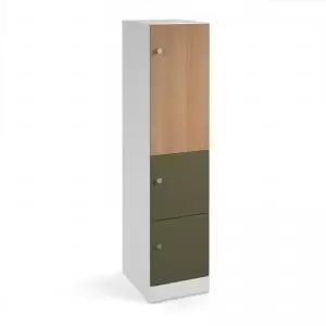 image of Flux 1700mm high lockers with three doors larger upper door - cam lock