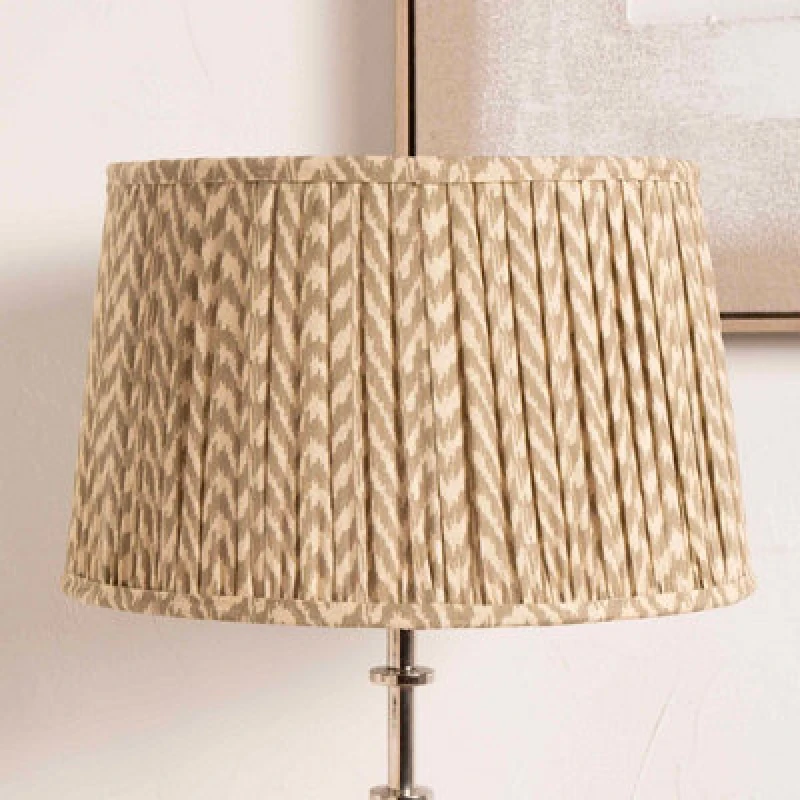 Image of Pacific Lifestyle 40Cm Taupe Chevron Tapered Pleat Table Lampshade