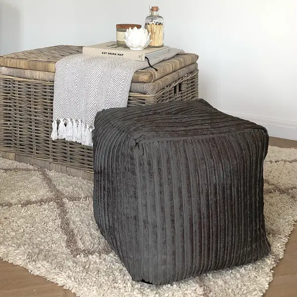 Image of Rucomfy Jumbo Cord Cube Bean Bag - Slate Grey