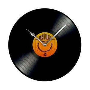 image of Musicology Glass Wall Clock 30cm - Record