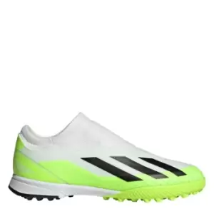 Image of adidas X.3 Laceless Childrens Astro Turf Trainers - White